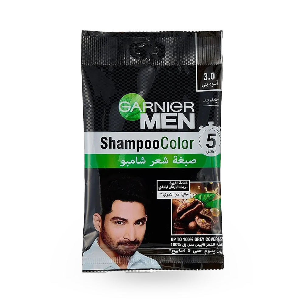 Garnier Men Shampoo Color - 3.0 Black Brown (20 ml) thumbnail 1