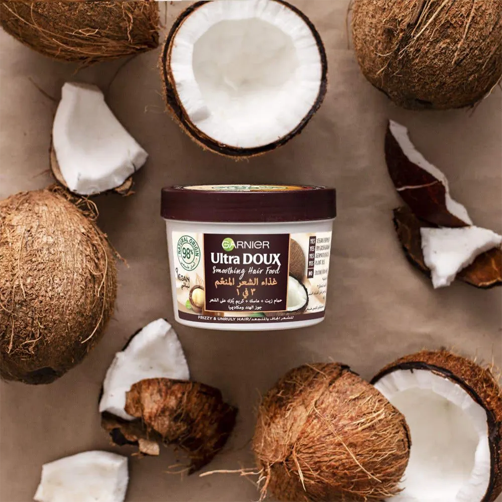Garnier Ultra Doux Smoothing Coconut 3-in-1 Hair Food for Frizzy Hair - 390 ml thumbnail 2
