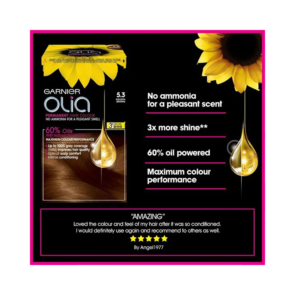 Garnier Olia Permanent Hair Color - 5.3 Golden Brown thumbnail 3