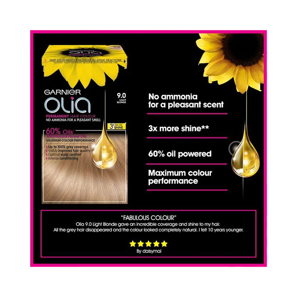 Garnier Olia Permanent Hair Color - 9.0 Light Blonde thumbnail 4