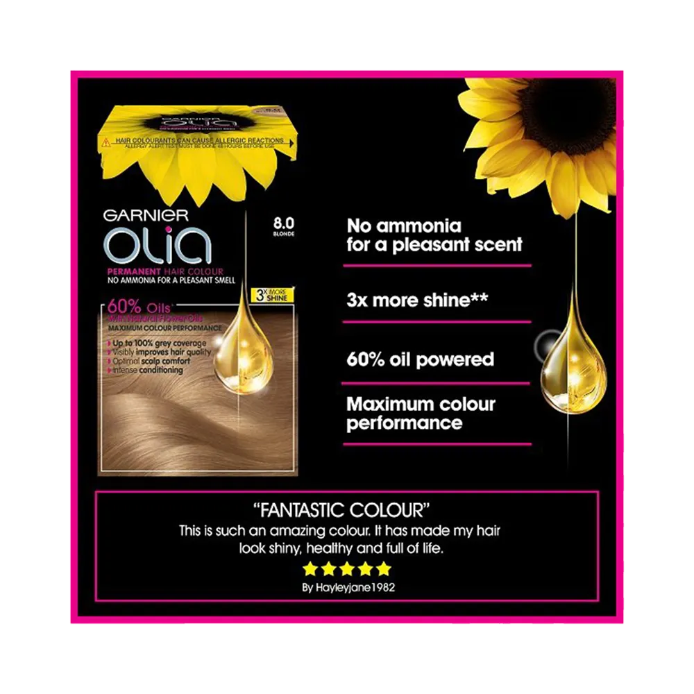 Garnier Olia Permanent Hair Color - 8.0 Blonde thumbnail 4