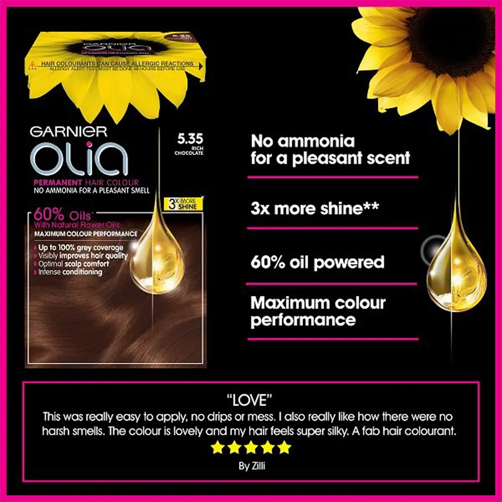 Garnier Olia Permanent Hair Color - 5.35 Chocolate Brown thumbnail 4