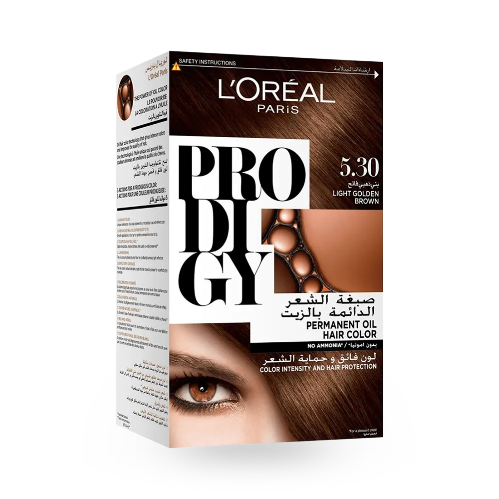 L'Oreal Paris Prodigy Permanent Oil Hair Color - 5.3 Natural Medium Golden Brown thumbnail 1