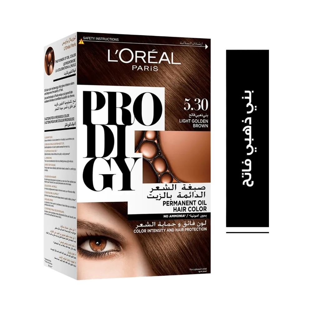 L'Oreal Paris Prodigy Permanent Oil Hair Color - 5.3 Natural Medium Golden Brown thumbnail 2