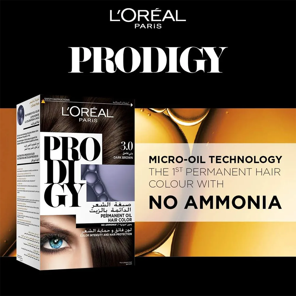 L'Oreal Paris Prodigy Permanent Oil Hair Color - 3.0 Dark Brown thumbnail 3