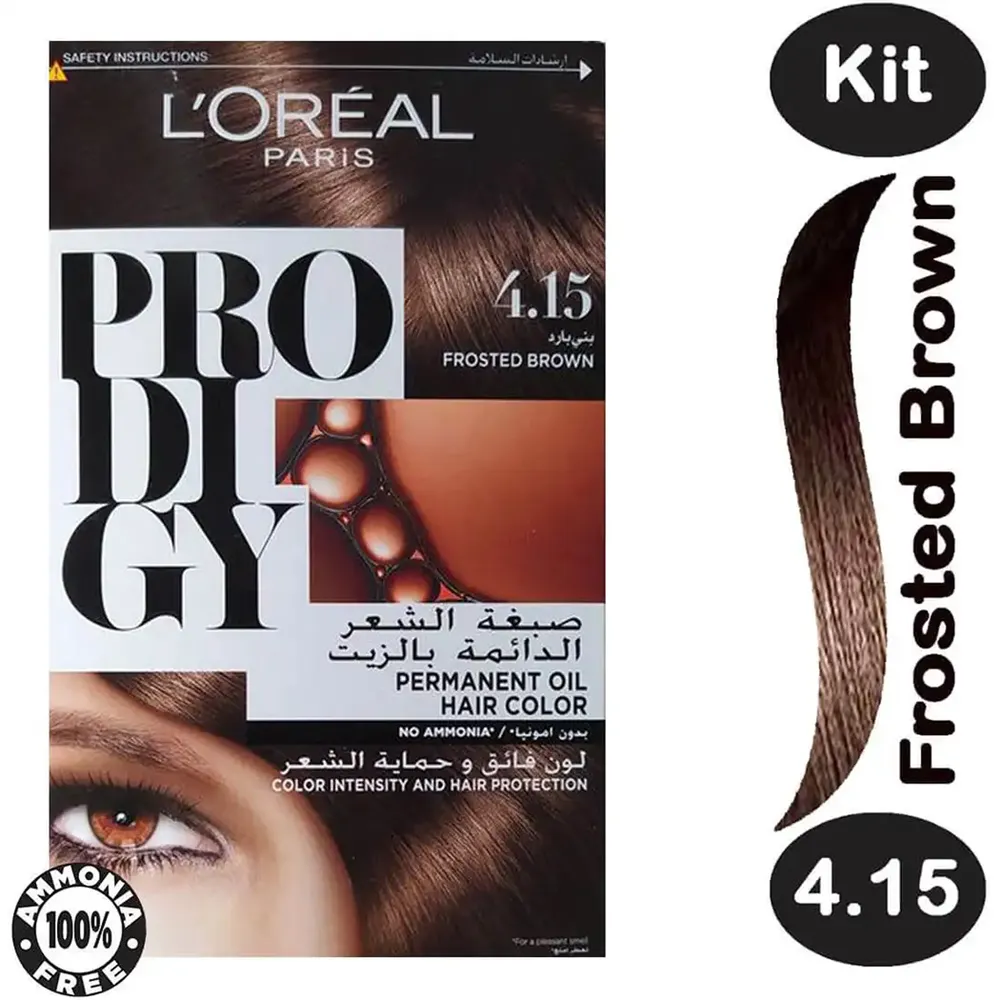 L'Oreal Paris Prodigy Permanent Oil Hair Color - 4.15 Frosted Brown thumbnail 3