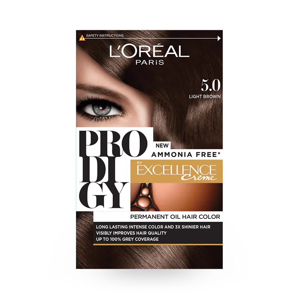 L'Oreal Paris Prodigy Permanent Oil Hair Color - 5.0 Light Brown thumbnail 1