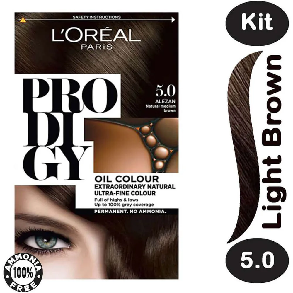 L'Oreal Paris Prodigy Permanent Oil Hair Color - 5.0 Light Brown thumbnail 3