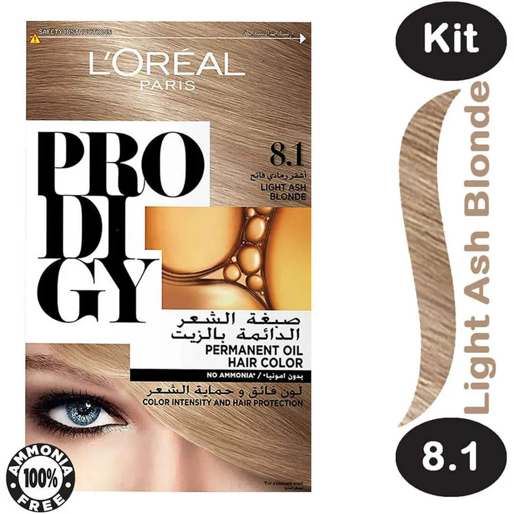 L'Oreal Paris Prodigy Permanent Oil Hair Color - 8.1 Light Ash Blonde thumbnail 3