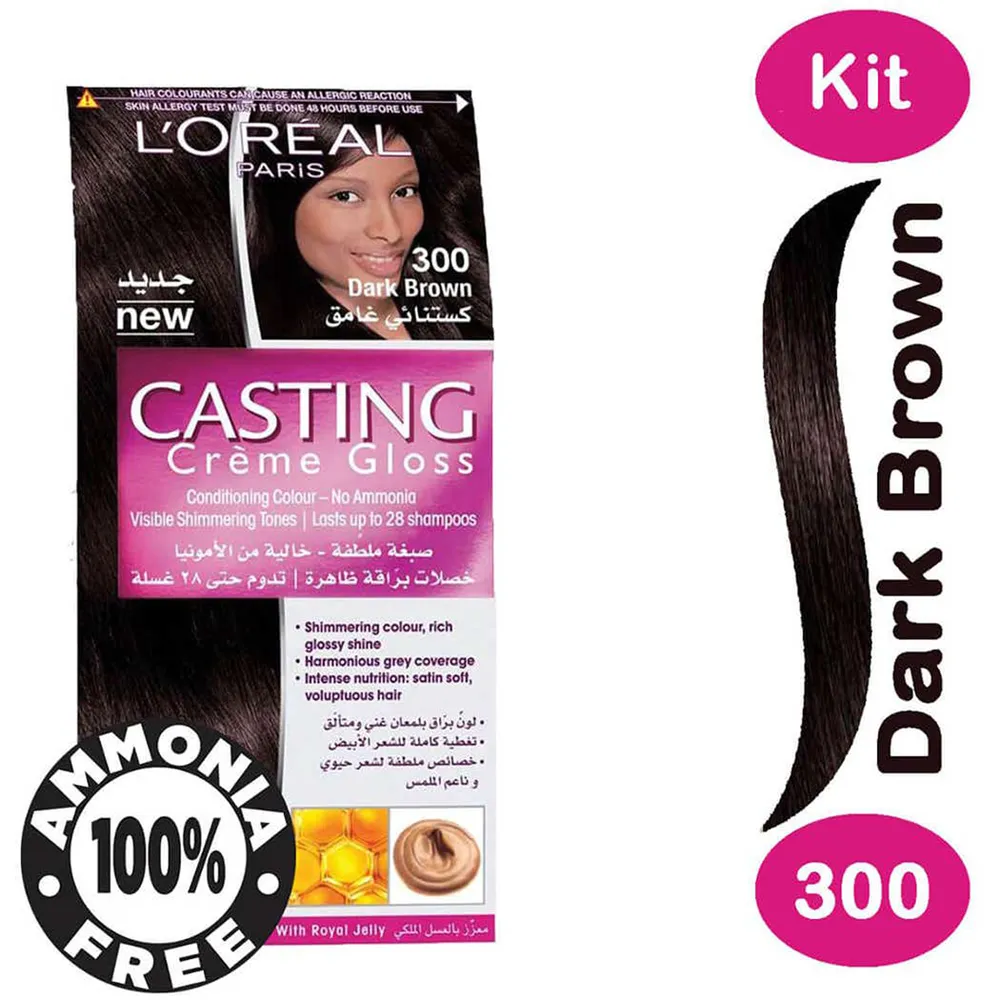 L'Oreal Paris Casting Creme Gloss Hair Color - 300 Dark Brown (48ml+72ml+60ml) thumbnail 2