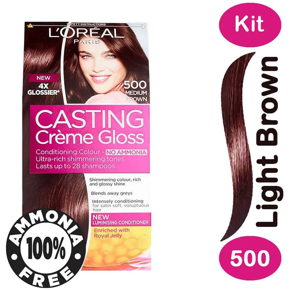 L'Oreal Paris Casting Creme Gloss Hair Color - 500 Light Brown (48ml+72ml+60ml) thumbnail 2