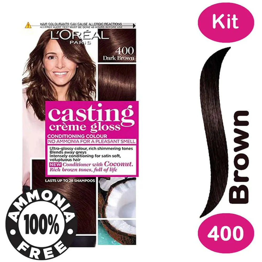 L'Oreal Paris Casting Creme Gloss Hair Color - 400 Brown (48ml+72ml+60ml) thumbnail 2