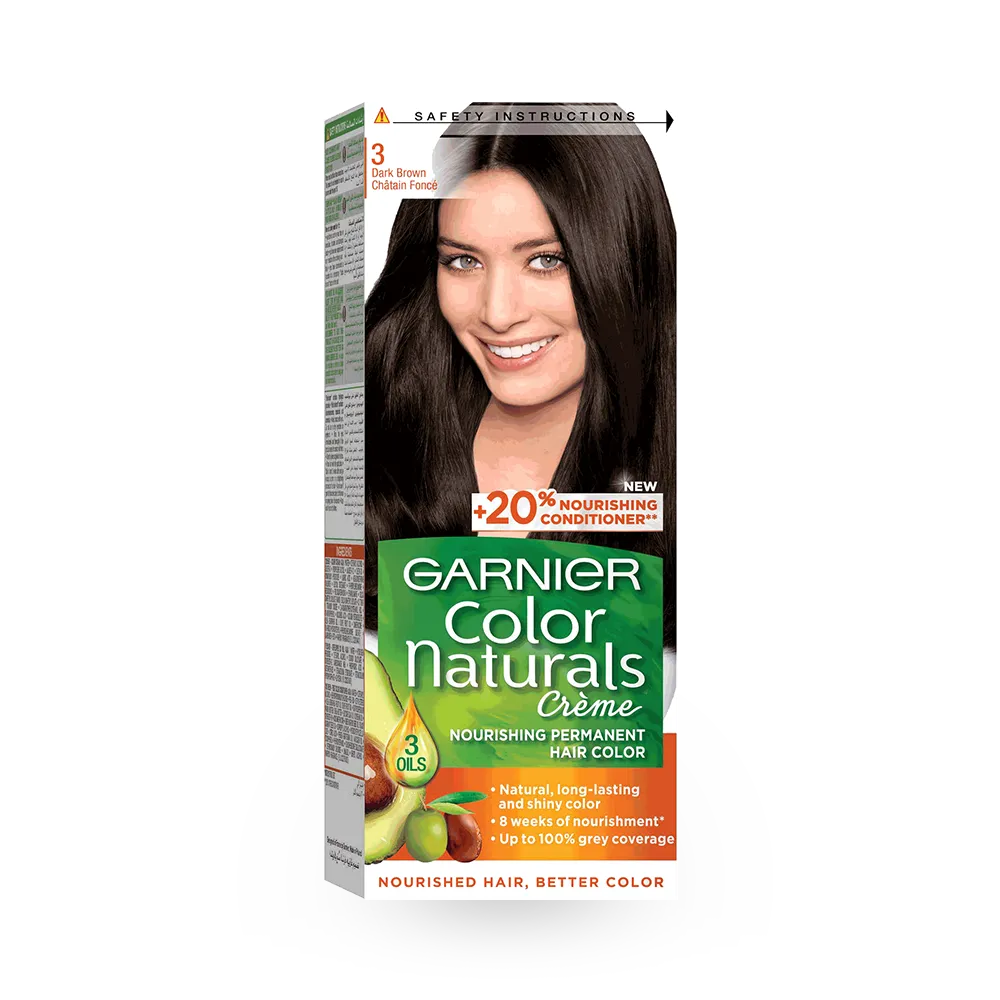Garnier Color Naturals Creme Nourishing Permanent Hair Color - 3 Dark Brown (60ml+40ml+12ml) thumbnail 1