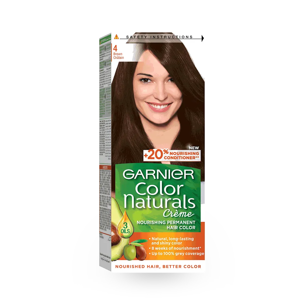 Garnier Color Naturals Creme Nourishing Permanent Hair Color - 4 Brown (60ml+40ml+12ml) thumbnail 1