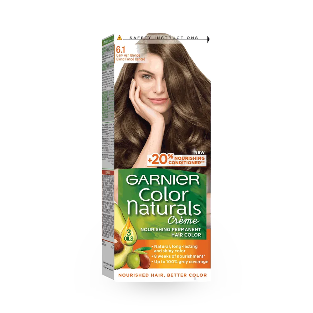 Garnier Color Naturals Creme Nourishing Permanent Hair Color - 6.1 Dark Ash Blonde (60ml+40ml+12ml) thumbnail 1