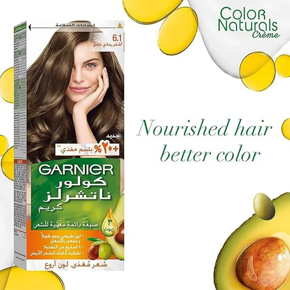 Garnier Color Naturals Creme Nourishing Permanent Hair Color - 6.1 Dark Ash Blonde (60ml+40ml+12ml) thumbnail 4