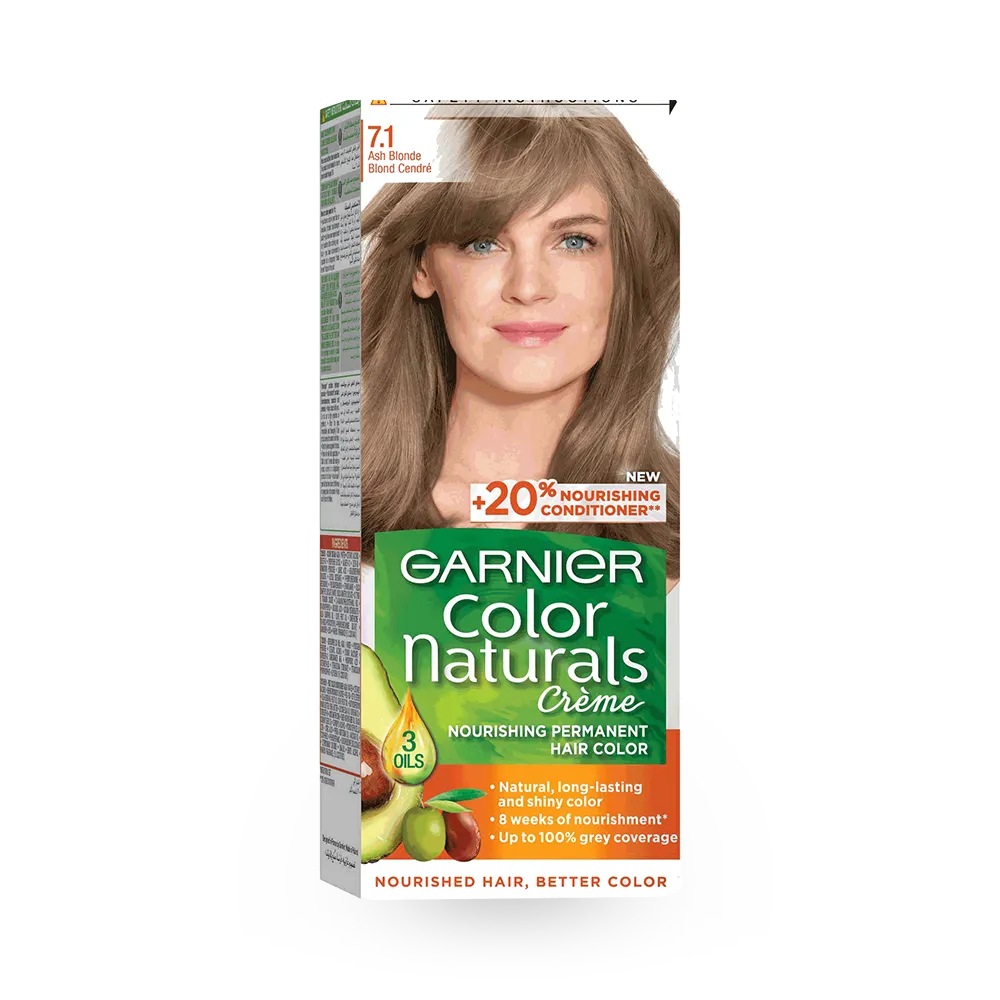 Garnier Color Naturals Creme Nourishing Permanent Hair Color - 7.1 Ash Blonde (60ml+40ml+12ml) thumbnail 1