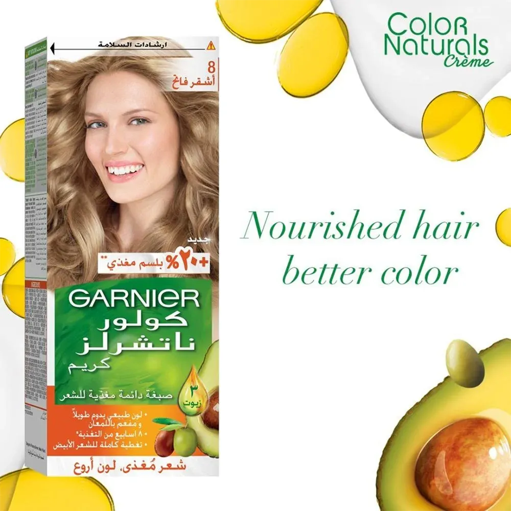 Garnier Color Naturals Creme Nourishing Permanent Hair Color - 8 Light Blonde (60ml+40ml+12ml) thumbnail 3