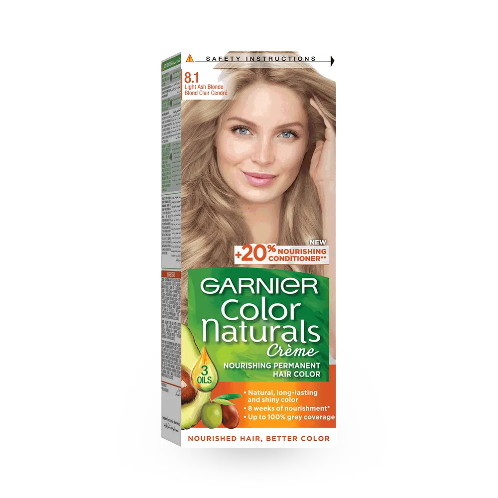 Garnier Color Naturals Creme Nourishing Permanent Hair Color - 8.1 Light Ash Blonde (60ml+40ml+12ml) thumbnail 1