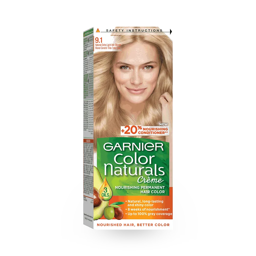 Garnier Color Naturals Creme Nourishing Permanent Hair Color - 9.1 Extra Light Ash Blonde (60ml+40ml+12ml) thumbnail 1