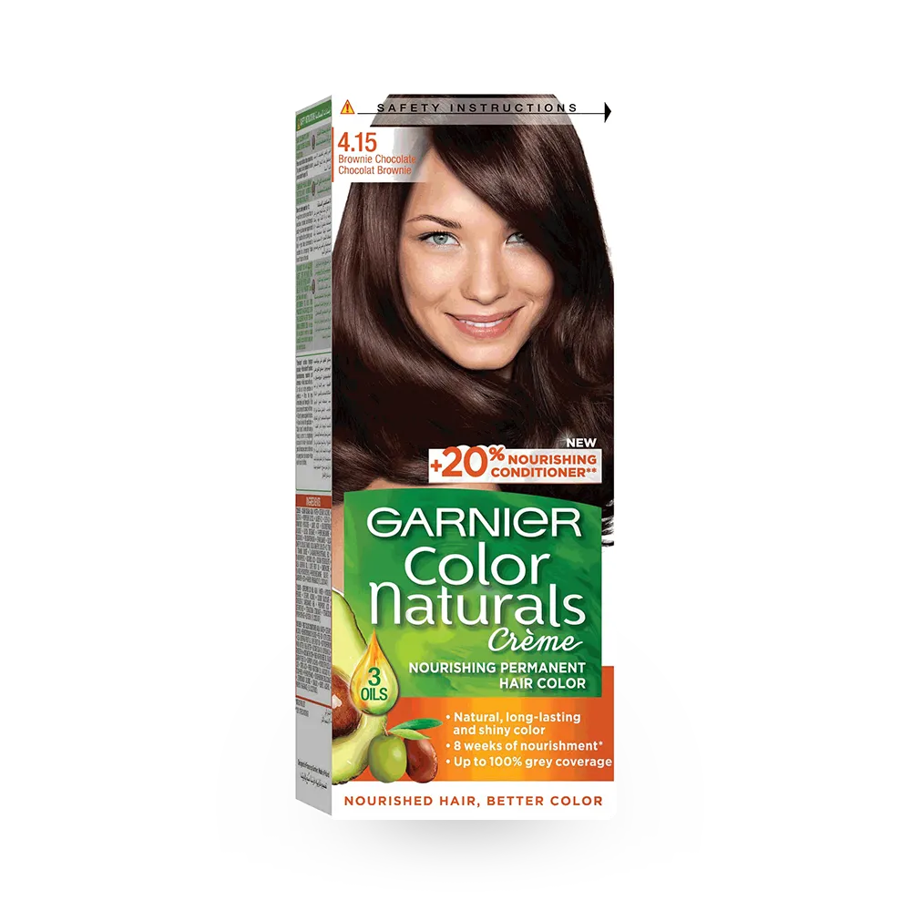 Garnier Color Naturals Creme Nourishing Permanent Hair Color - 4.15 Brownie Chocolate (60ml+40ml+12ml) thumbnail 1