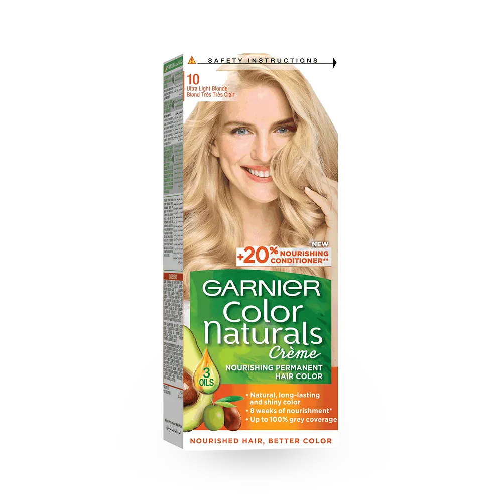 Garnier Color Naturals Creme Nourishing Permanent Hair Color - 10 Ultra Light Blonde (60ml+40ml+12ml) thumbnail 1