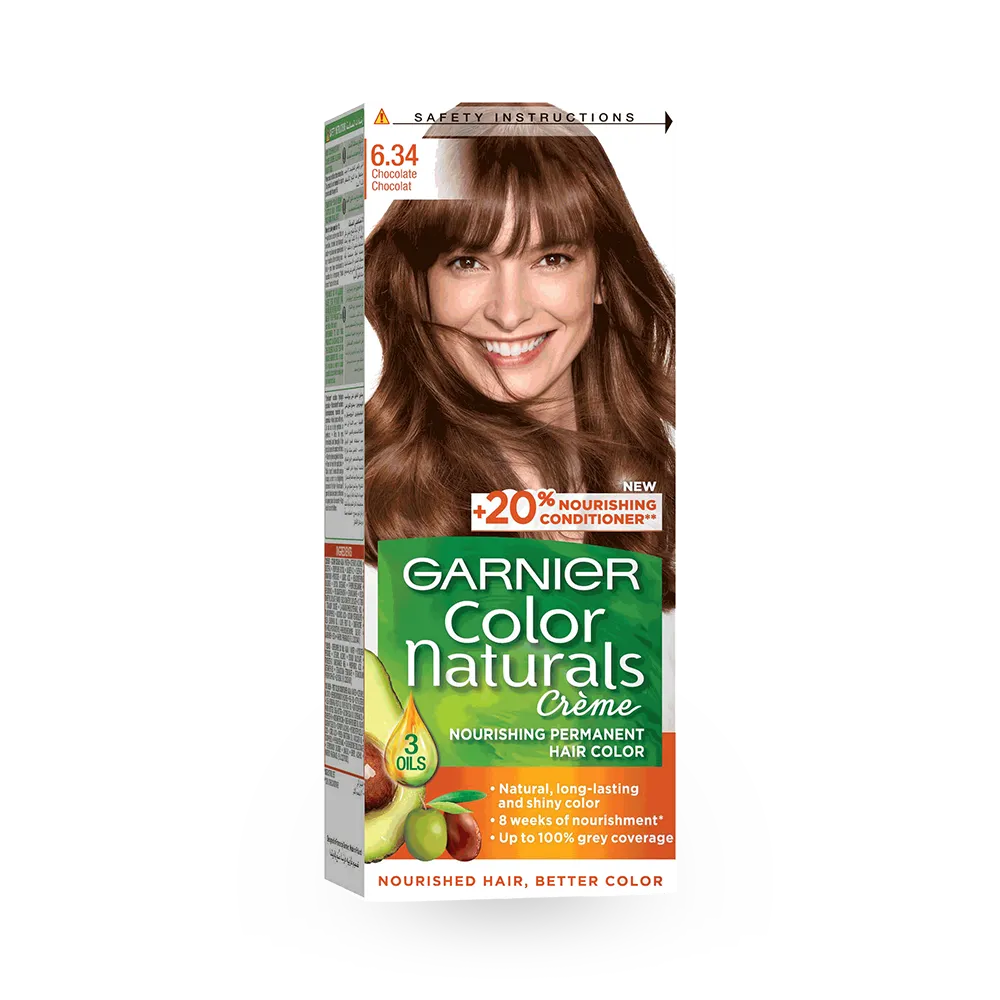 Garnier Color Naturals Creme Nourishing Permanent Hair Color - 6.34 Chocolate (60ml+40ml+12ml) thumbnail 1