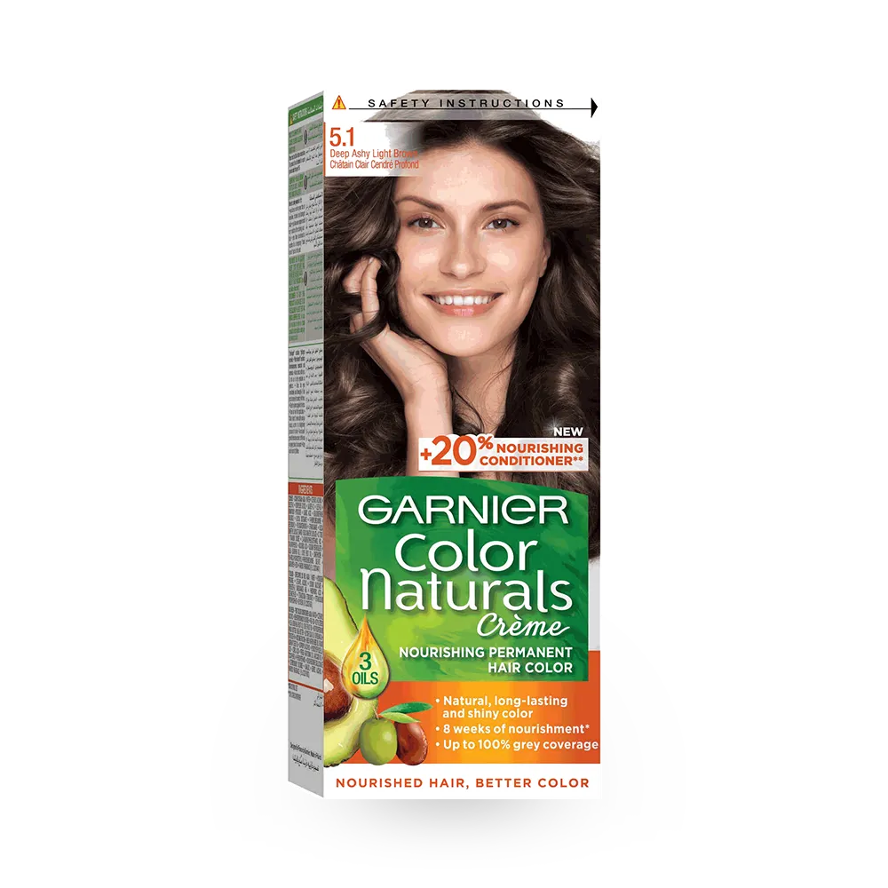 Garnier Color Naturals Creme Nourishing Permanent Hair Color - 5.1 Deep Ashy Light Brown (60ml+40ml+12ml) thumbnail 1