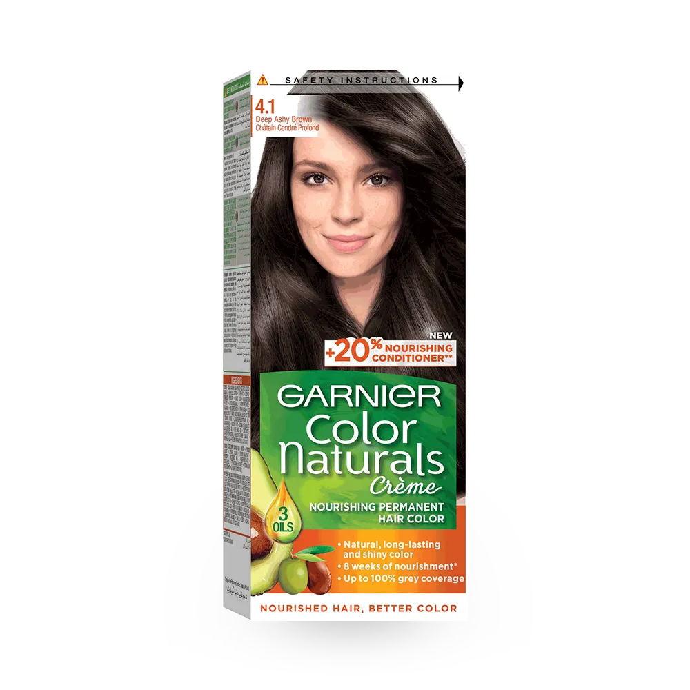 Garnier Color Naturals Creme Nourishing Permanent Hair Color - 4.1 Ashy Brown (60ml+40ml+12ml) thumbnail 1