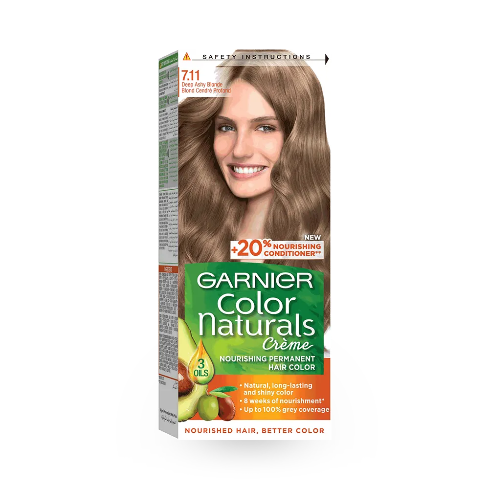 Garnier Color Naturals Creme Nourishing Permanent Hair Color - 7.11 Deep Ashy Blonde (60ml+40ml+12ml) thumbnail 1