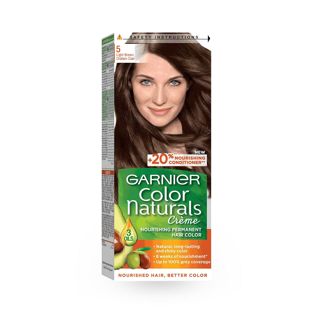 Garnier Color Naturals Creme Nourishing Permanent Hair Color - 5 Light Brown (60ml+40ml+12ml) thumbnail 1