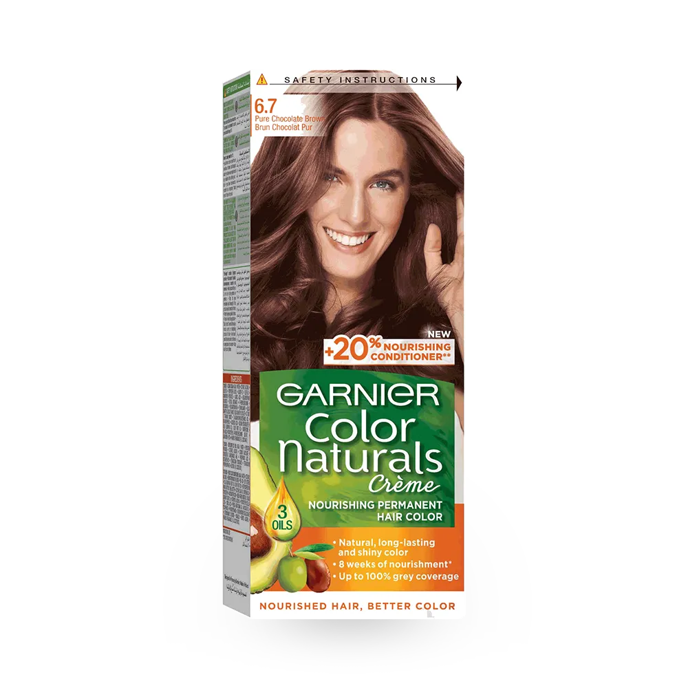 Garnier Color Naturals Creme Nourishing Permanent Hair Color - 6.7 Pure Chocolate Brown (60ml+40ml+12ml) thumbnail 1