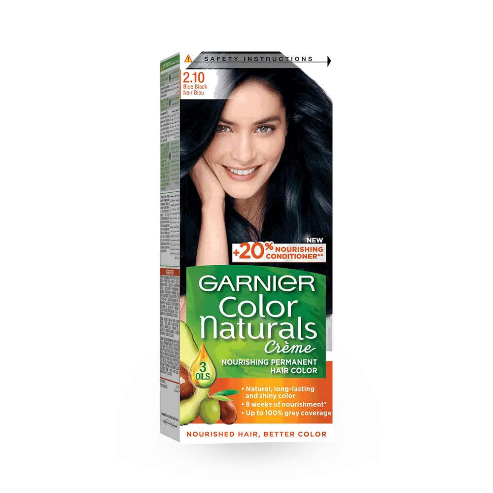 Garnier Color Naturals Creme Nourishing Permanent Hair Color - 2.10 Blue Black (60ml+40ml+12ml) thumbnail 1