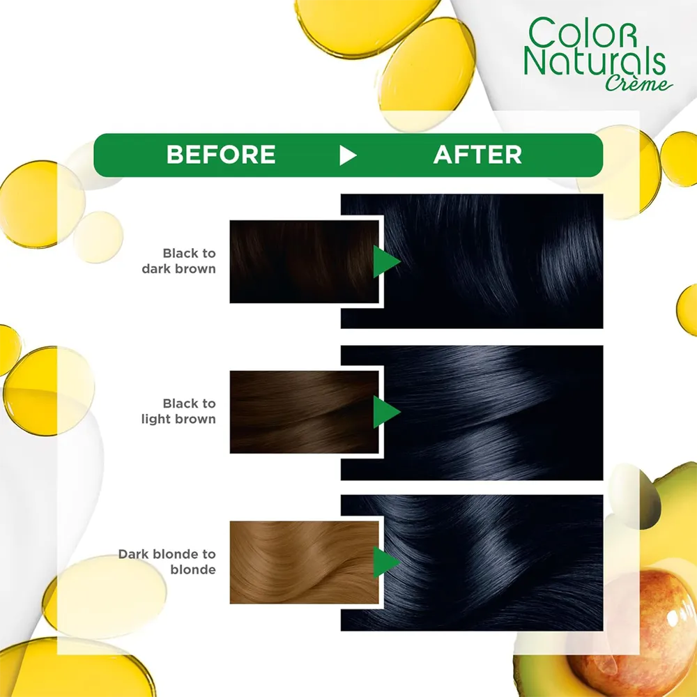 Garnier Color Naturals Creme Nourishing Permanent Hair Color - 2.10 Blue Black (60ml+40ml+12ml) thumbnail 3