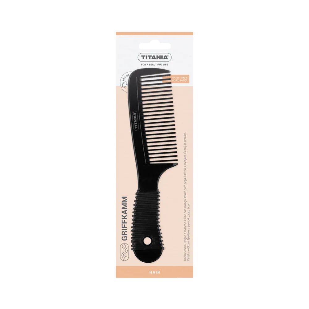 TITANIA Hair Care Comb With Rubber Handle 1812/2 - Black thumbnail 2