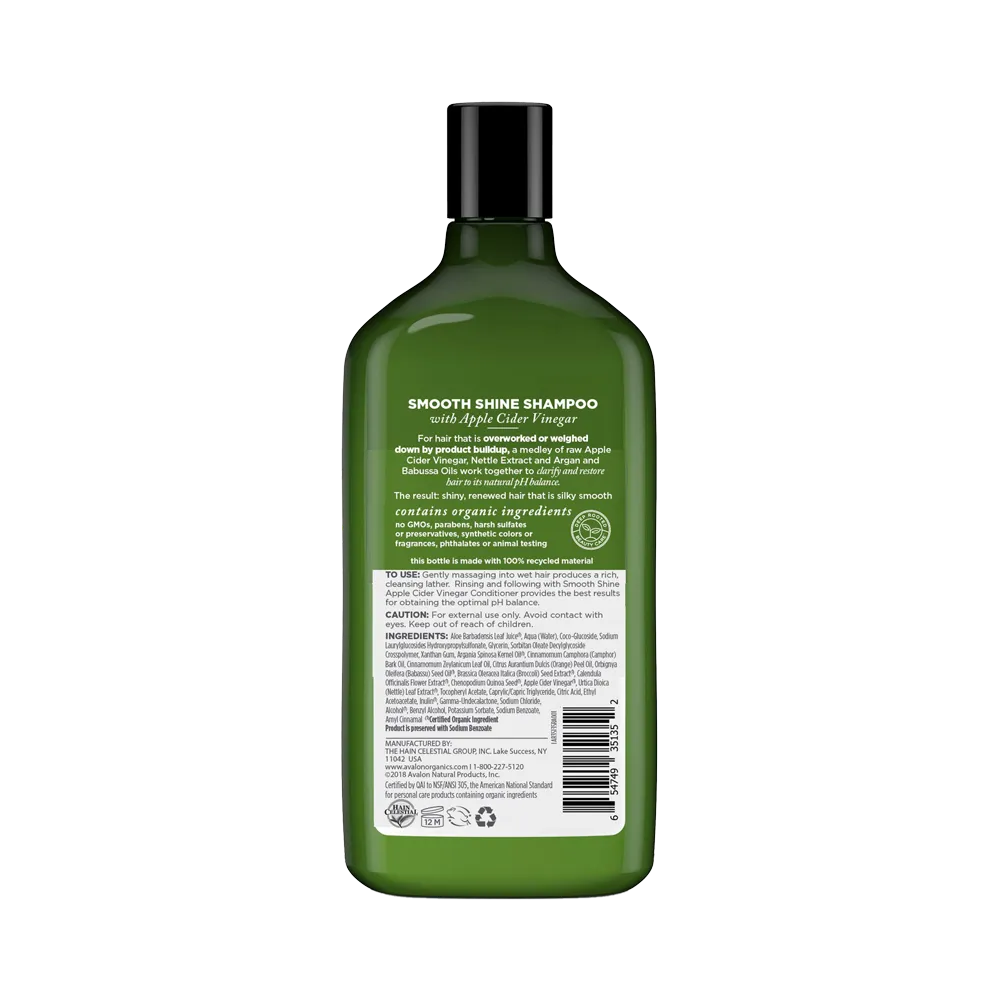 Avalon Organics Smooth Shine Apple Cider Vinegar Shampoo - 325 ml thumbnail 2