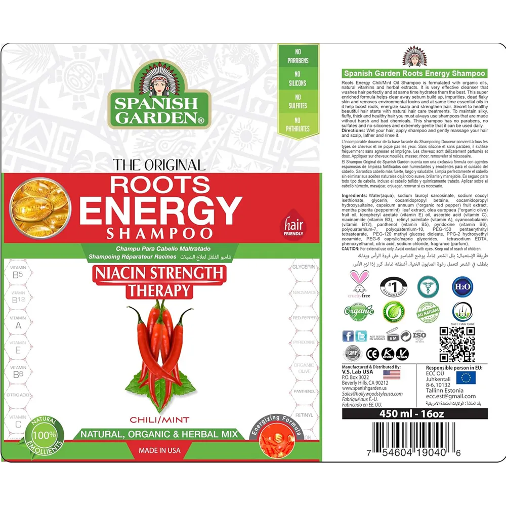 Spanish Garden Niacin Strength Therapy Roots Energy Shampoo - 450 ml thumbnail 3