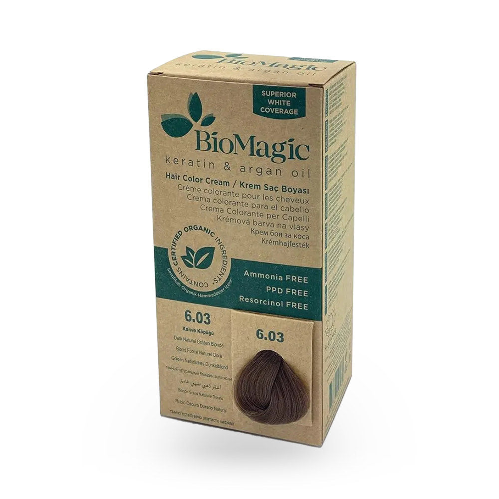 BioMagic Keratin and Argan Oil Hair Colour Cream - Dark Golden Blonde (6.03) thumbnail 1