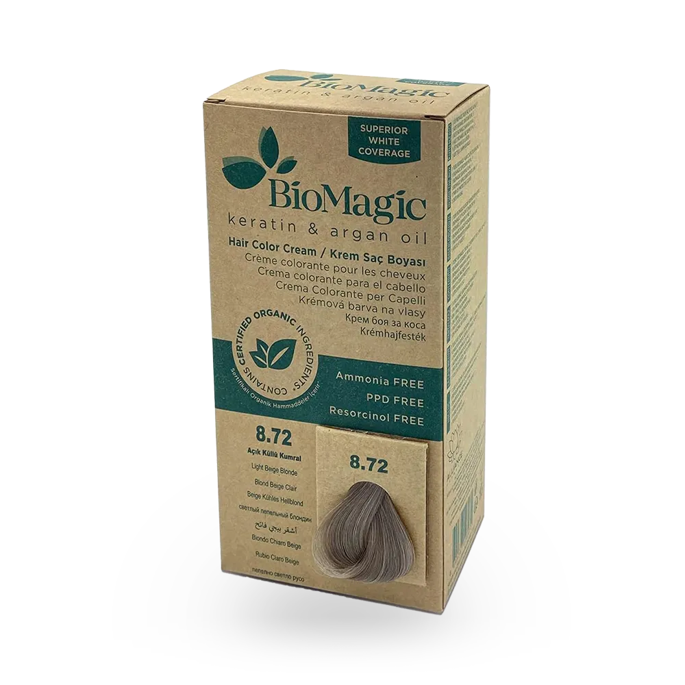 BioMagic Keratin and Argan Oil Hair Colour Cream - Light Beige Blonde (8.72) thumbnail 1