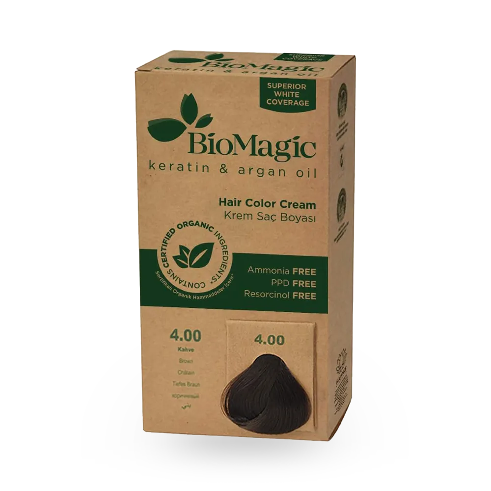 BioMagic Keratin and Argan Oil Hair Colour Cream - Brown (4.00) thumbnail 1