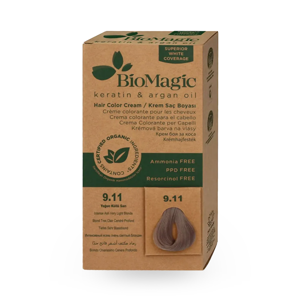 BioMagic Keratin and Argan Oil Hair Colour Cream - Intense Ash Blonde (9.11) thumbnail 1