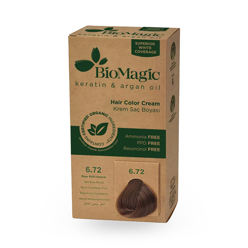 BioMagic Keratin and Argan Oil Hair Colour Cream - Dark Beige Blonde (6.72) thumbnail 1