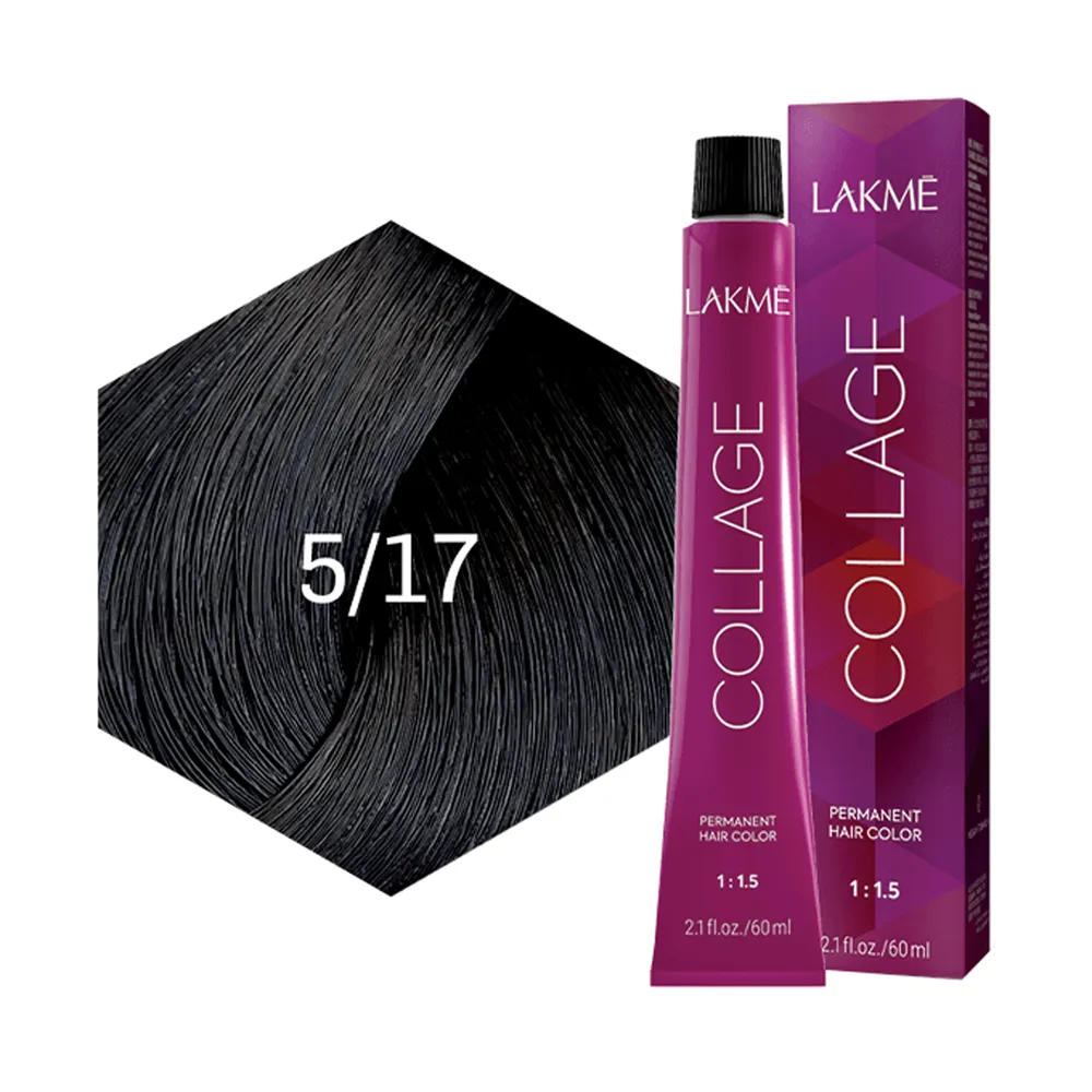Lakme Collage Permanent Hair Color - 5/17 Light Blue Gray Brown (60 ml) thumbnail 3