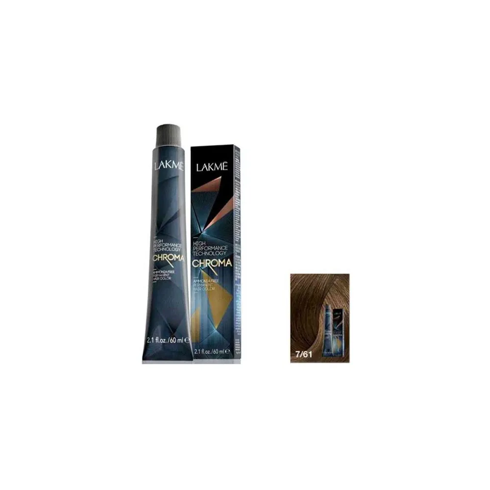 Lakme Chroma Permanent Hair Color - 7/61 Ash Chestnut Medium Blonde (60 ml) thumbnail 4