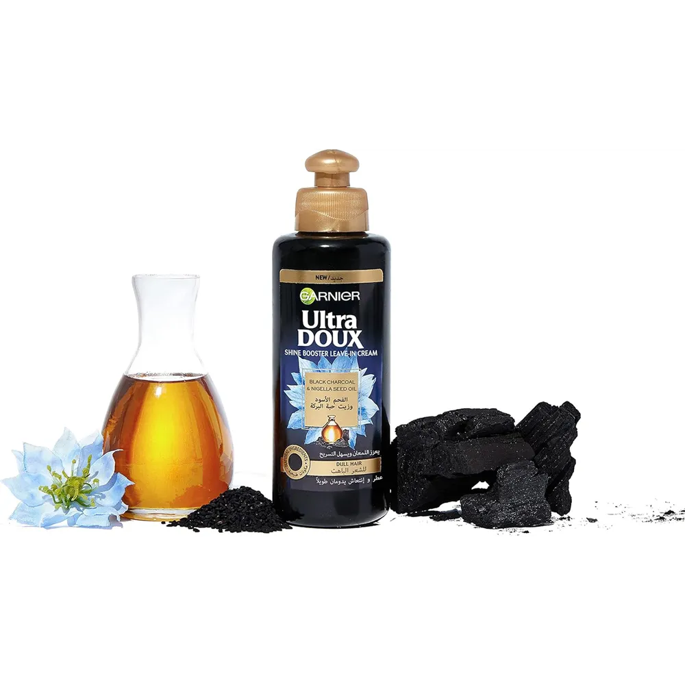 Garnier Ultra Doux Black Charcoal & Nigella Seed Oil Shine Booster Leave-In Cream - 200 ml thumbnail 2