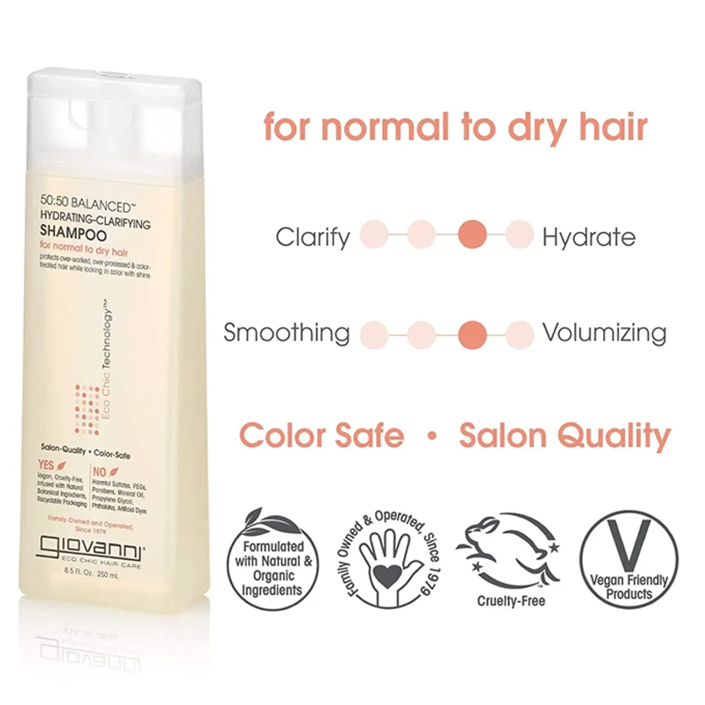 Giovanni 50:50 Balanced Hydrating Clarifying Shampoo - 250 ml thumbnail 2