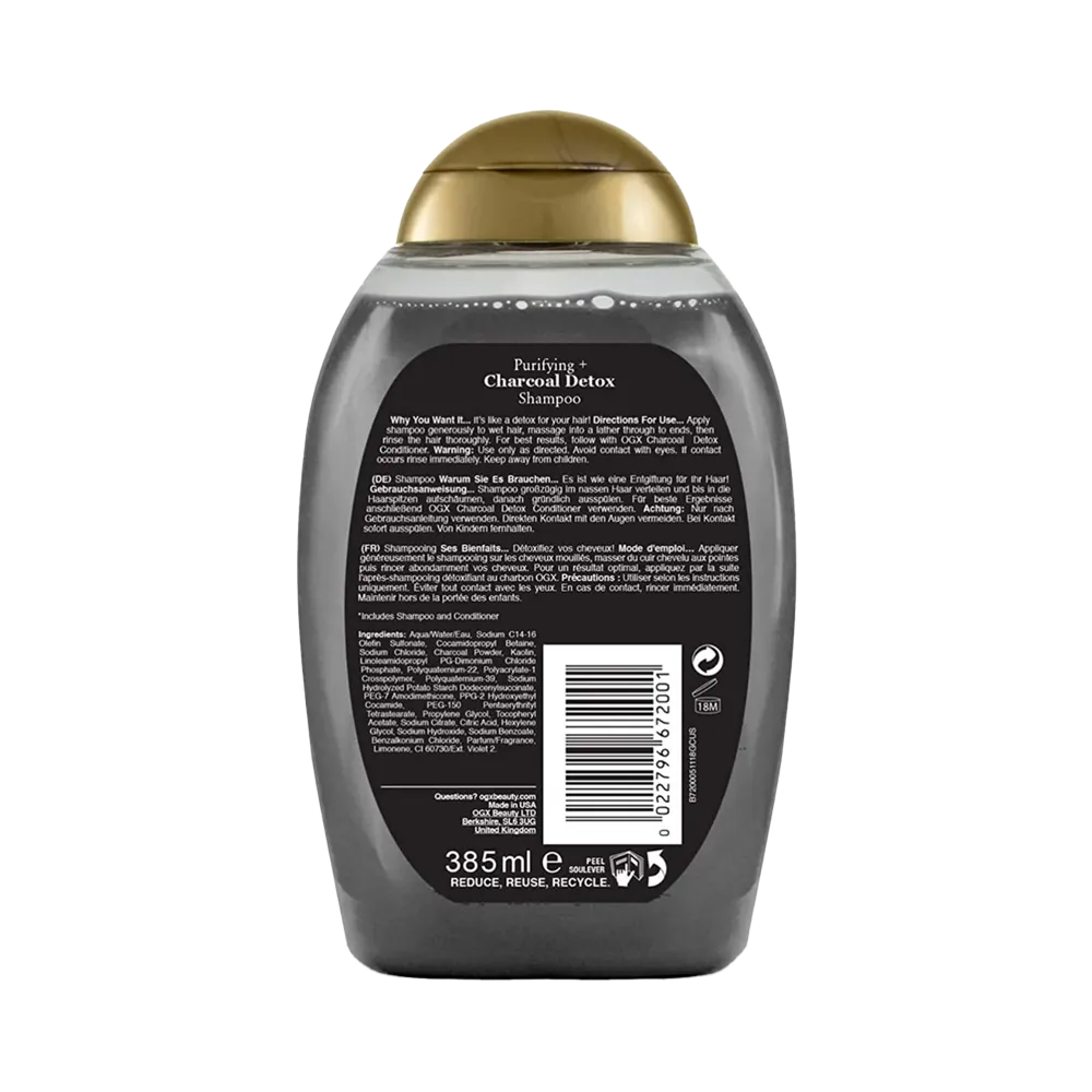 OGX Purifying + Charcoal Detox Shampoo - 385 ml thumbnail 2