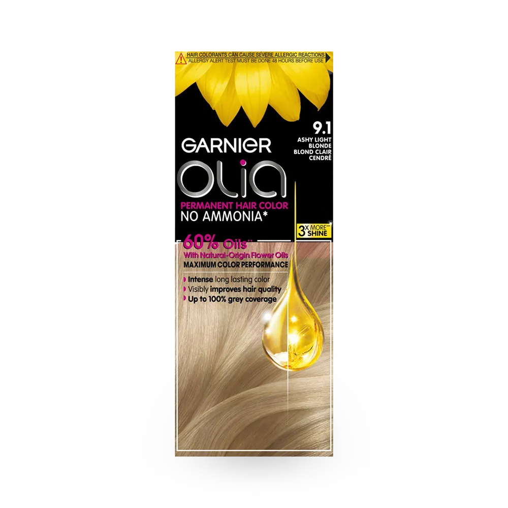Garnier Olia No Ammonia Permanent Haircolor - 9.1 Ashy Light Blonde thumbnail 1