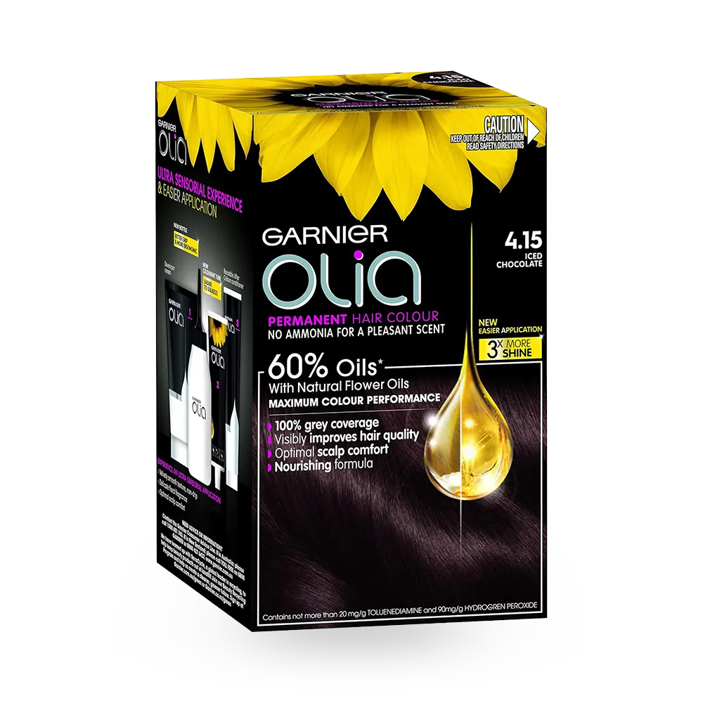 Garnier Olia No Ammonia Permanent Haircolor - 4.15 Iced Chocolate Brown thumbnail 1