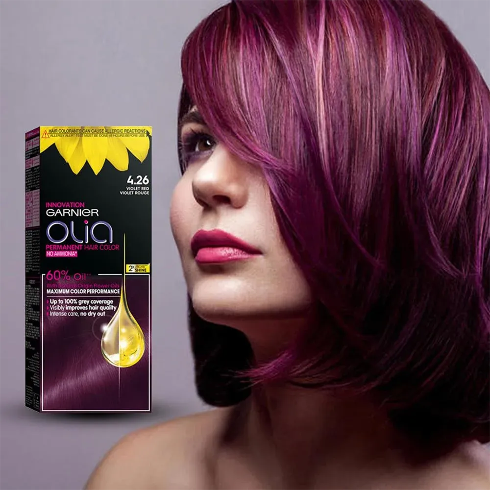 Garnier Olia No Ammonia Permanent Haircolor - 4.26 Violet Red thumbnail 2